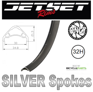 WHEEL - 26" Jetset AE-30 32H S/j Black Rim,  FRONT DYNAMO Q/R (100mm OLD) 6 Bolt Disc Sealed SP Silver Hub, SILVER Spokes