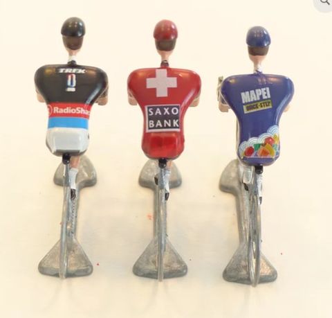 A FLANDRIENS Models, 3 x Hand painted Metal Cyclists,Cancellara in 3 types jerseys