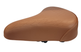 250 x 190mm Ladies Saddle, Retro - Vinyl Quilted Top, Coils, Brown, Clamp Included