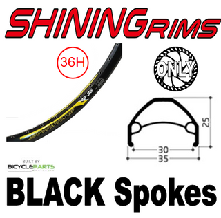 WHEEL - 26" Shining DB-35 36H P/j Black Rim,  8/10 SPEED Nutted (135mm OLD) 6 Bolt Disc Sealed Novatec Black Hub, BLACK Spokes