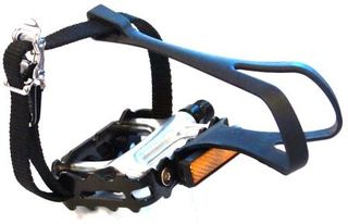 PEDALS  9/16" Sealed Bearings, Alloy, SILVER/BLACK,  w/Toe clip/strap