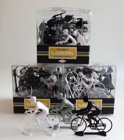 FLANDRIENS Models, Set of qty 20, PVC cyclists Black, White & Grey
