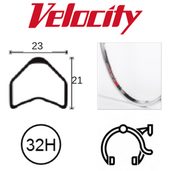 RIM 700c x 23mm - VELOCITY MAJOR TOM (Tubular) - 32H - (622 x 23) - Presta Valve - Rim Brake - D/W - HAND POLISHED - MSW - TUBULAR RIM