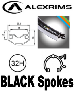 WHEEL - 29er Alex ADVENTURER 2 32H P/j Black Rim,  8/11 SPEED Q/R (135mm OLD) Sealed Novatec Black Hub, BLACK Spokes