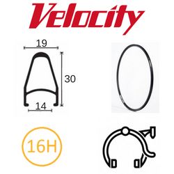 VELOCITY RIM - Deep V 700C 16H black ano MSW