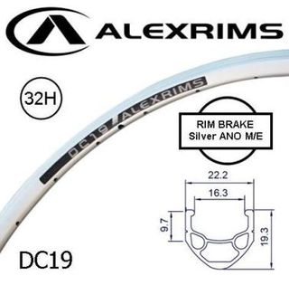 RIM 700c x 16mm - ALEX DC19 - 32H - (622 x 16) - Presta Valve - Rim Brake - D/W - SILVER - MSW - (ERD595)