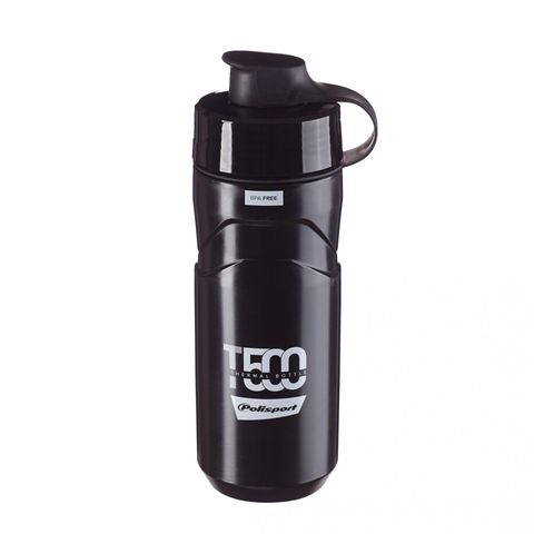 WATER BOTTLE  "convertable THERMAL Bottle 500/650ml" high tech",  Screw-On Cap,  - Quality Polisport product   BLACK/GREY