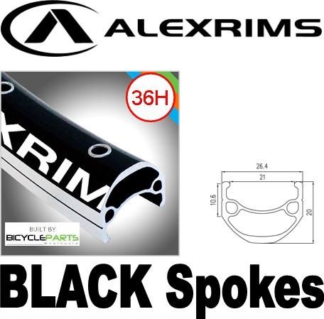 WHEEL - 26" Alex DM-21 36H P/j Black Rim,  FRONT Nutted (100mm OLD) 6 Bolt Disc Sealed Novatec Black Hub, BLACK Spokes