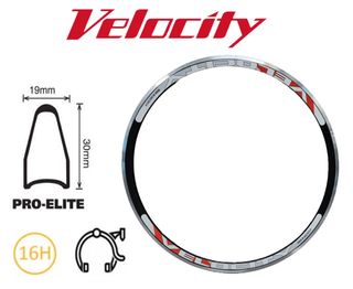 VELOCITY RIM - Pro-Elite  700C 16H Black ANO  MSW (Tubular)