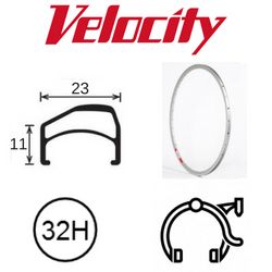 RIM 700c x 18mm - VELOCITY SYNERGY OC - 32H - (662 x 18) - Presta Valve - Rim Brake - D/W - SILVER (Anodised) - MSW - OCR