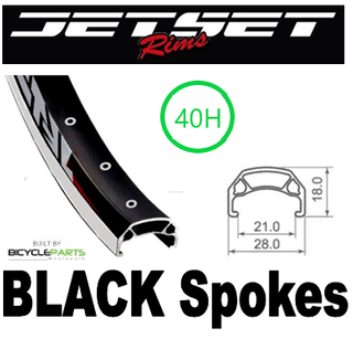 WHEEL - 700c Jetset CH-E213 40H Black Rim,  8/11 SPEED Q/R (145mm OLD) 6 Bolt Disc Sealed BITEX TANDEM Black Hub, BLACK Spokes