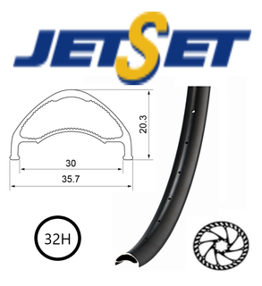 `A NEW ITEM - RIM 27.5/650B x 30mm - JETSET AM-30DH+ 32H - (584 x 30) - Presta Valve - Disc Brake - D/W - Tubeless Ready - BLACK - Welded Join - ARCOS system - Quality Jetset rim made in Taiwan