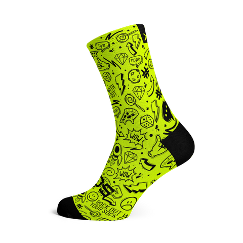 Doodle Fluo  - Size M  (US 5-9) - SOX Footwear Performance Socks  -  1 Pair