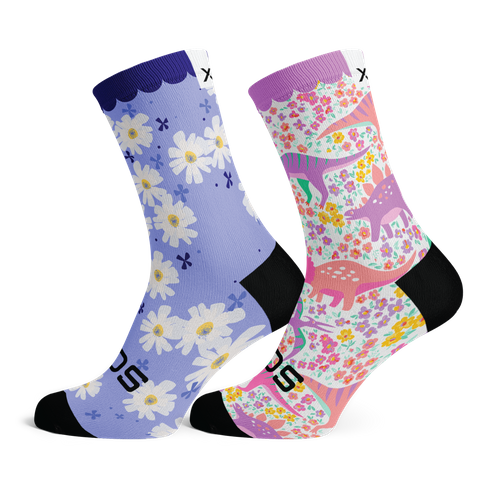 Kids  Combo - Wonderland & Garden Fairy - Size XS  (US 10C-1Y) - SOX Footwear Performance Socks  -  1 Pair