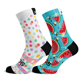 Kids  Combo - Dots & Fruity - Size XS  (US 10C-1Y) - SOX Footwear Performance Socks  -  1 Pair