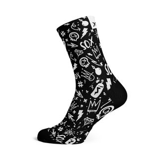 Doodle Black  - Size L  (US 9-13) - SOX Footwear Performance Socks  -  1 Pair