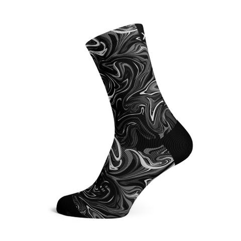 Marble Black  - Size M  (US 5-9) - SOX Footwear Performance Socks  -  1 Pair