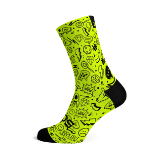 Doodle Fluo  - Size L  (US 9-13) - SOX Footwear Performance Socks  -  1 Pair