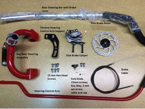 Rear steering kit for 94583A (Rehatri Recumbent Trike, Pedal version, 20"Front and 20" rear wheel size, RED)