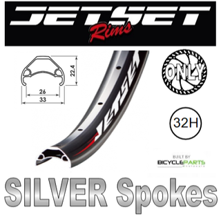 WHEEL - 24" Jetset HC-E331 32H P/j Matt Black Rim,  8/11 SPEED Q/R (135mm OLD) 6 Bolt Disc Sealed Novatec Black Hub, SILVER Spokes