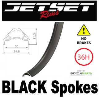 WHEEL - 27.5/650B Jetset AE-30 36H S/j Black Rim,  FRONT Q/R (100mm OLD) 6 Bolt Disc Loose Ball Joytech Black Hub, BLACK Spokes