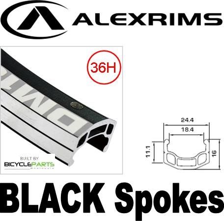 WHEEL - 700c Alex DM18 36H Black Rim,  FRONT Nutted (100mm OLD) 6 Bolt Disc Sealed Novatec Black Hub, BLACK Spokes