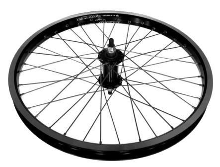 WHEEL  20 x 1.75 Alex  DM-24 D/w Eyeleted Alloy Rim W/msw , Novatec Sealed Bearing 3/8 Axle Front , BLACK  Mach 1 Spokes . FRONT .