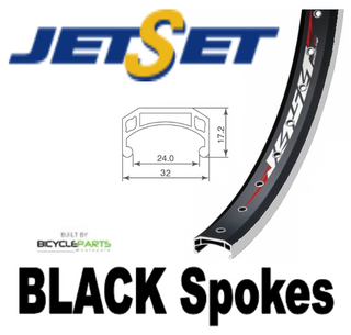 WHEEL - 24" Jetset CH-308A 36H Black Rim,  8/10 SPEED Nutted (135mm OLD) 6 Bolt Disc Sealed Novatec Black Hub, BLACK Spokes