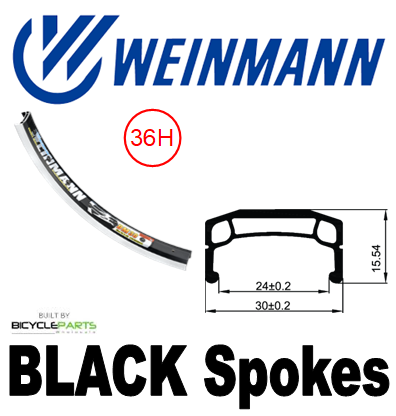 WHEEL - 20" Weinmann DM30 36H P/j Black Rim,  8/10 SPEED Nutted (135mm OLD) 6 Bolt Disc Sealed Novatec Black Hub, BLACK Spokes