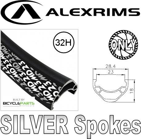 WHEEL - 29er Alex MD23 32H Black Rim,  FRONT 12mm T/A (100mm OLD) Centerlock Disc Sealed Novatec Black Hub, SILVER Spokes
