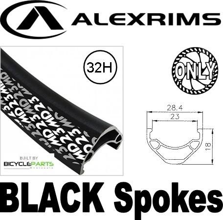 WHEEL - 29er Alex MD23 32H Black Rim,  FRONT 12mm T/A (100mm OLD) Centerlock Disc Sealed Novatec Black Hub, BLACK Spokes