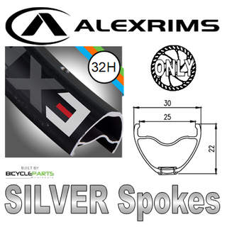 WHEEL - 29er Alex EXR25 32H S/j Black Rim,  FRONT 12mm T/A (100mm OLD) Centerlock Disc Sealed KT GRAVEL Black Hub, SILVER Spokes