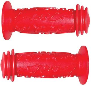 GRIPS - Junior handlebar grip. Shock absorbing section & fun grip pattern, Flanged. Clossed End. 100mm. Aprox 20.5mm ID. RED  - Oxford Product