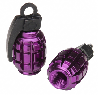 `A NEW ITEM - Valve Cap, alloy anodised Purple, Grenade, A/V (Sold Individually)