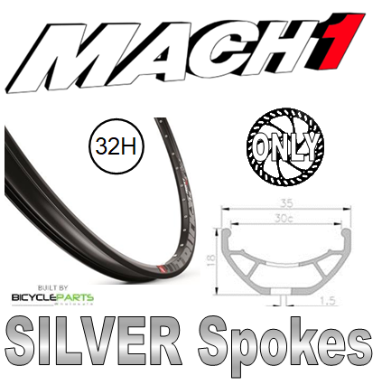 WHEEL - 27.5/650B Mach1 TRUCKY-30 32H P/j Black Rim,  SCREW-ON MULTI Q/R (135mm OLD) 6 Bolt Disc Loose Ball Joytech Black Hub,  Mach 1 SILVER Spokes