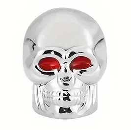 `A NEW ITEM - Valve Cap SKULL, Silver, A/V (sold individually)