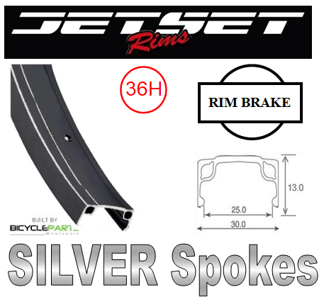 WHEEL - 20" Jetset 7X 36H Black Rim,  FRONT 3/8" Nutted (100mm OLD) Loose Ball KK Rival Black Hub, SILVER Spokes