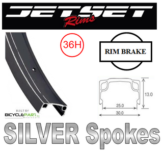 WHEEL - 20" Jetset 7X 36H Black Rim,  FRONT 3/8" Nutted (100mm OLD) Loose Ball KK Rival Black Hub, SILVER Spokes