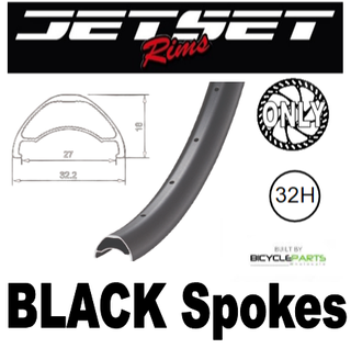 WHEEL - 27.5/650B Jetset AM-27 32H S/j Black Rim,  FRONT DYNAMO Q/R (100mm OLD) 6 Bolt Disc Sealed SP Black Hub, BLACK Spokes