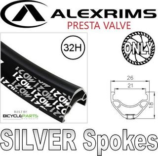 WHEEL - 29er Alex MD21 32H P/j Black Rim,  FRONT Q/R (100mm OLD) Centerlock Disc Sealed Novatec Black Hub,  Mach 1 SILVER Spokes
