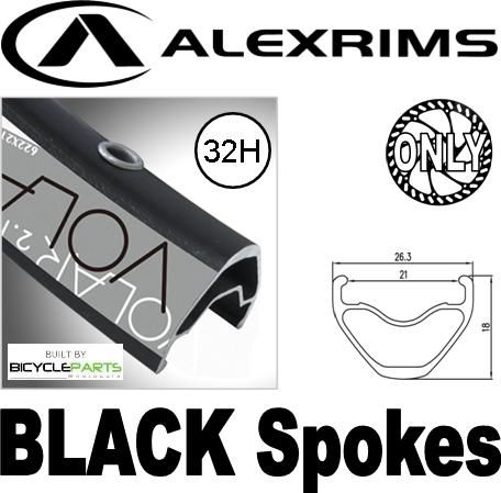 WHEEL - 29er Alex Volar 2.1 D/w 32H F/v Sleeve Eyeletted D/s Black Rim, FRONT Q/R (100mm OLD) Centerlock Disc Sealed Novatec Black Hub, Mach1 BLACK Spokes