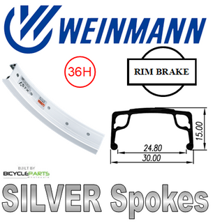 WHEEL - 20" Weinmann AS7X 36H P/j Silver Rim,  FRONT 3/8" Nutted (100mm OLD) Loose Ball Joytech Black Hub,  Mach 1 SILVER Spokes