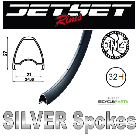 WHEEL - 700C Jetset JS-919 32H Black Rim, FRONT Q/R (100mm OLD) Centerlock Disc Sealed Novatec Black Hub, SILVER Spokes