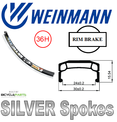 WHEEL - 20" Weinmann DM30 36H P/j Black Rim,  FRONT 3/8" Nutted (100mm OLD) Loose Ball Joytech Black Hub,  Mach 1 SILVER Spokes