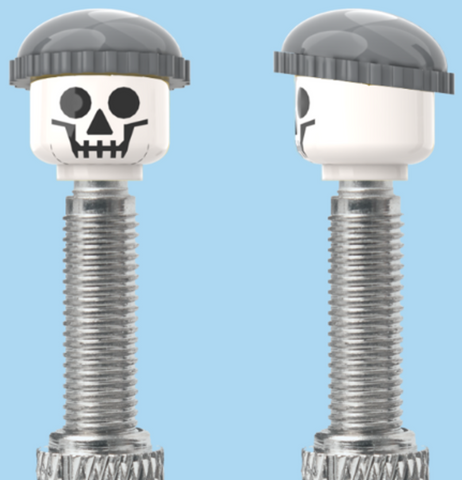 `A NEW ITEM  -  Brick Caps - Presta Valve - 1 Face Head (SKULL) with a Grey Beanie