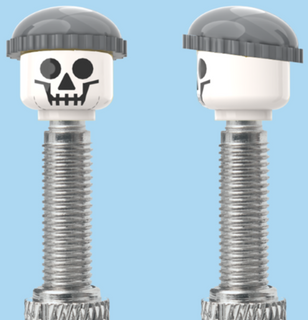 `A NEW ITEM  -  Brick Caps - Presta Valve - 1 Face Head (SKULL) with a Grey Beanie