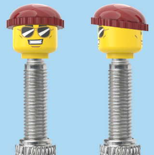 `A NEW ITEM  -  Brick Caps - Presta Valve - 2 Face Head (Sunglasses with Cheesy Smile & Normal Smile Face) with a Brown Beanie