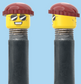 `A NEW ITEM  -  Brick Caps - Schrader Valve - 2 Face Head (Sunglasses with Cheesy Smile & Normal Smile Face) with a Brown Beanie