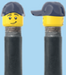 `A NEW ITEM  -  Brick Caps - Schrader Valve - 2 Face Head (Worried Look & Half Smile) with a Blue Cap