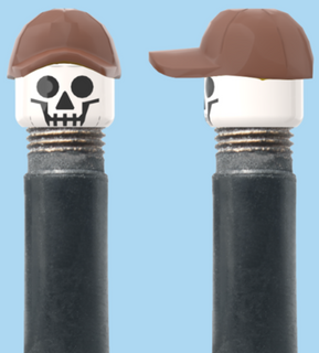 `A NEW ITEM  -  Brick Caps - Schrader Valve - 1 Face Head (SKULL) with a Brown Cap